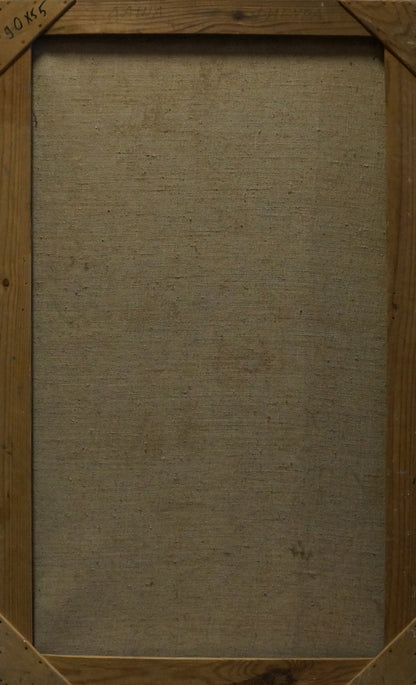 Back of beige canvas oil painting Portrait of a girl by Titarenko Daria Anatolyevna