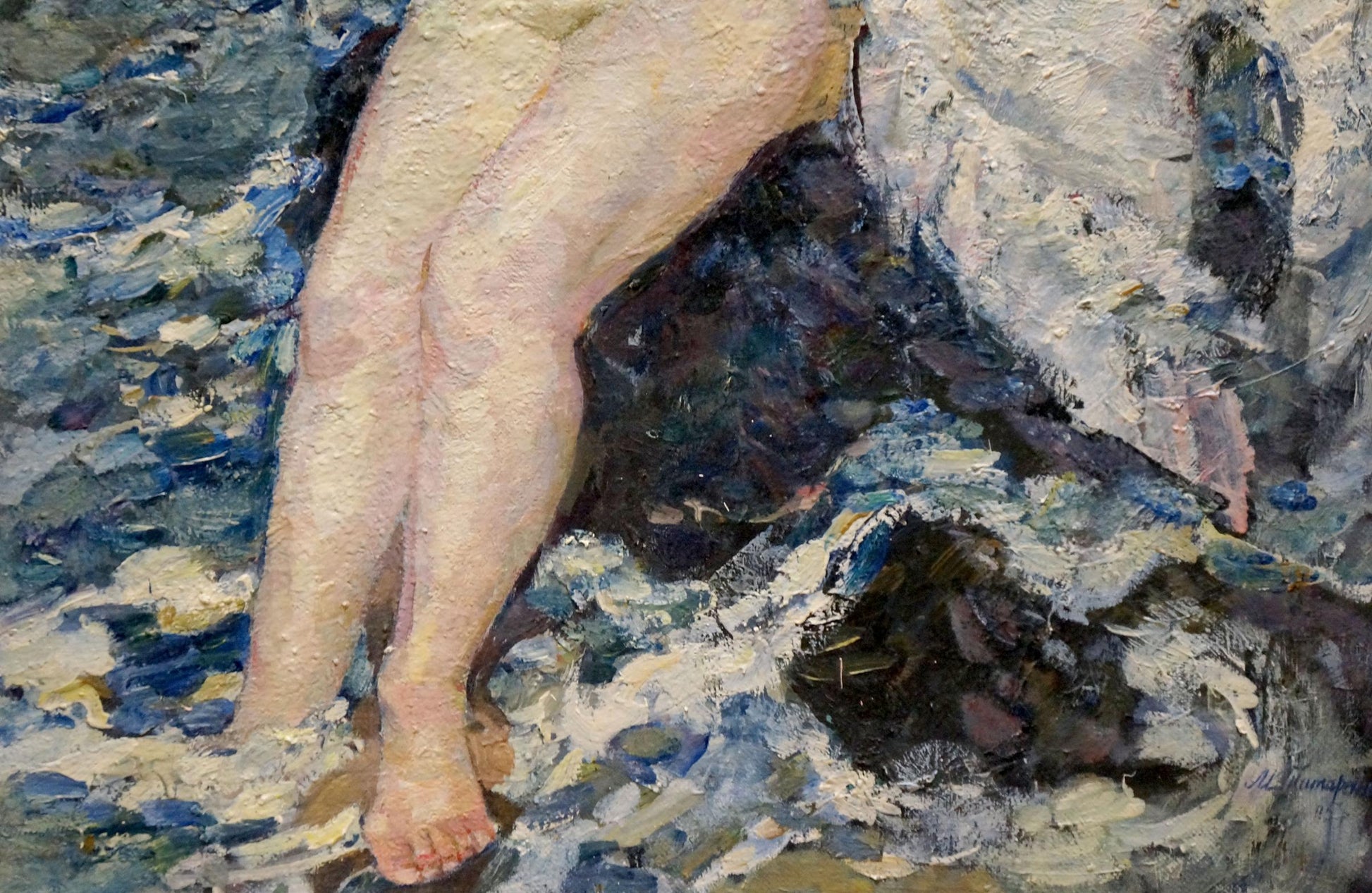 Oil painting of girl and swan by Tytarenko Odarka Anatoliivna