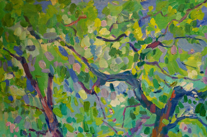 Vibrant impressionist oil painting of tree by Matyushenko Victor Ivanovich