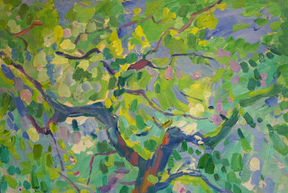 Vibrant impressionist oil painting of tree by Matyushenko Victor Ivanovich