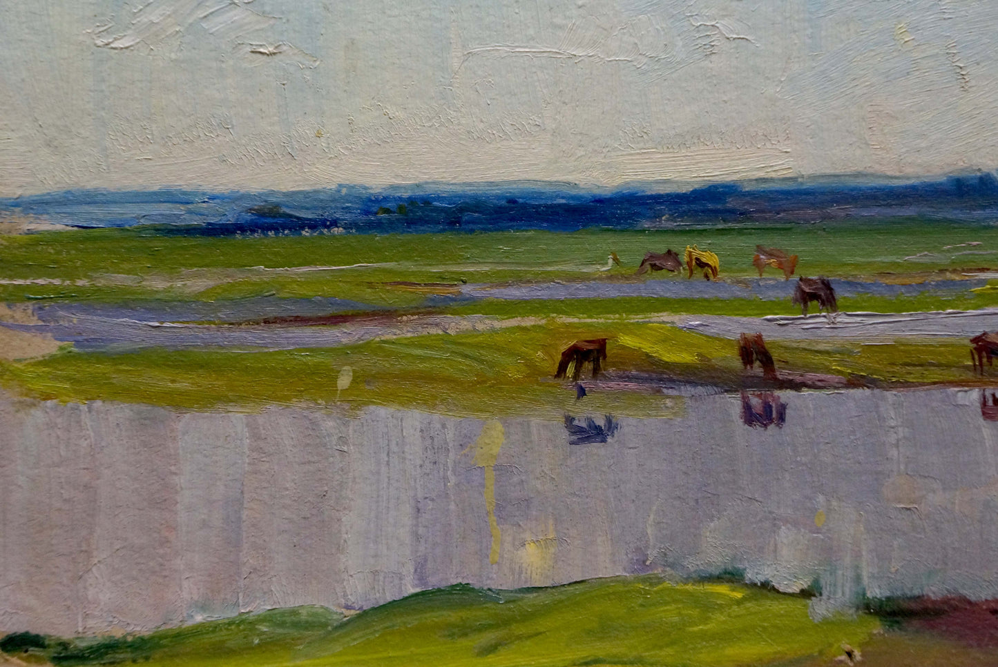 Oil painting Morning has come by Beregovaya Zoya Izrailevna serene horses scene