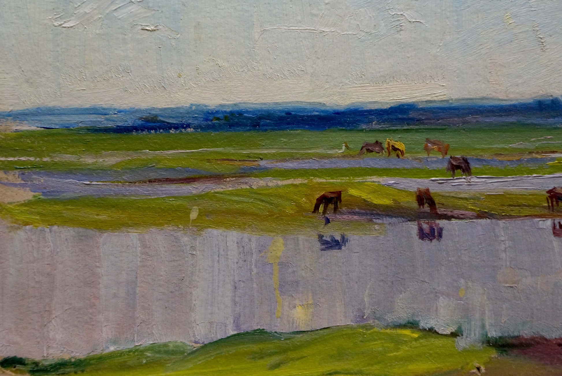 Oil painting Morning has come by Beregovaya Zoya Izrailevna serene horses scene