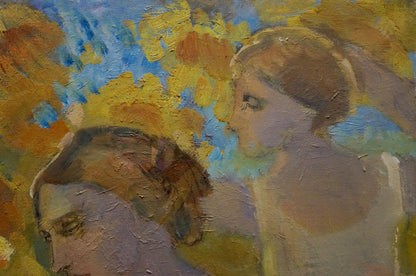 Impressionistic oil painting Among the Sunflowers by Tytarenko Odarka Anatoliivna
