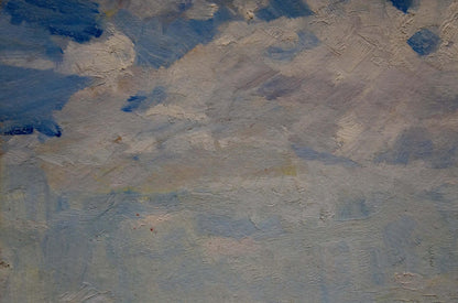 Oil painting Morning has come by Beregovaya Zoya Izrailevna, blue-gray textured canvas