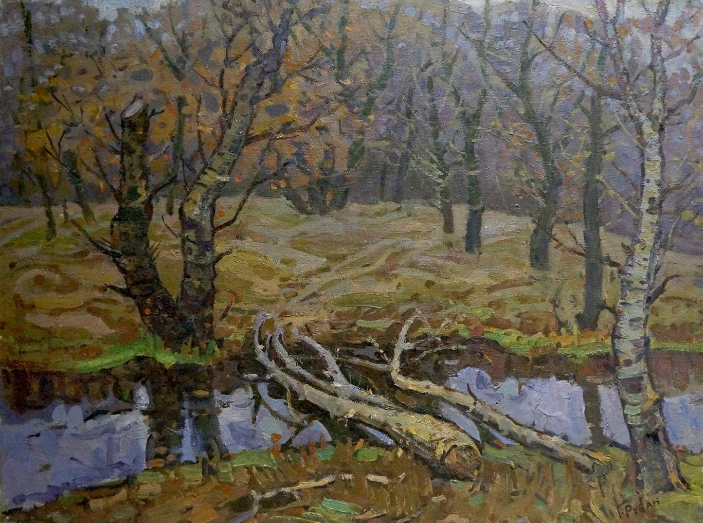 Autumn wetland forest oil painting by Ruban Grigory Savelievich