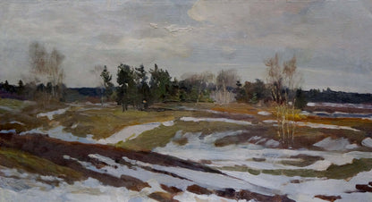 Oil painting Winter landscape by Chernyshevsky Petr Akimovich snowy field