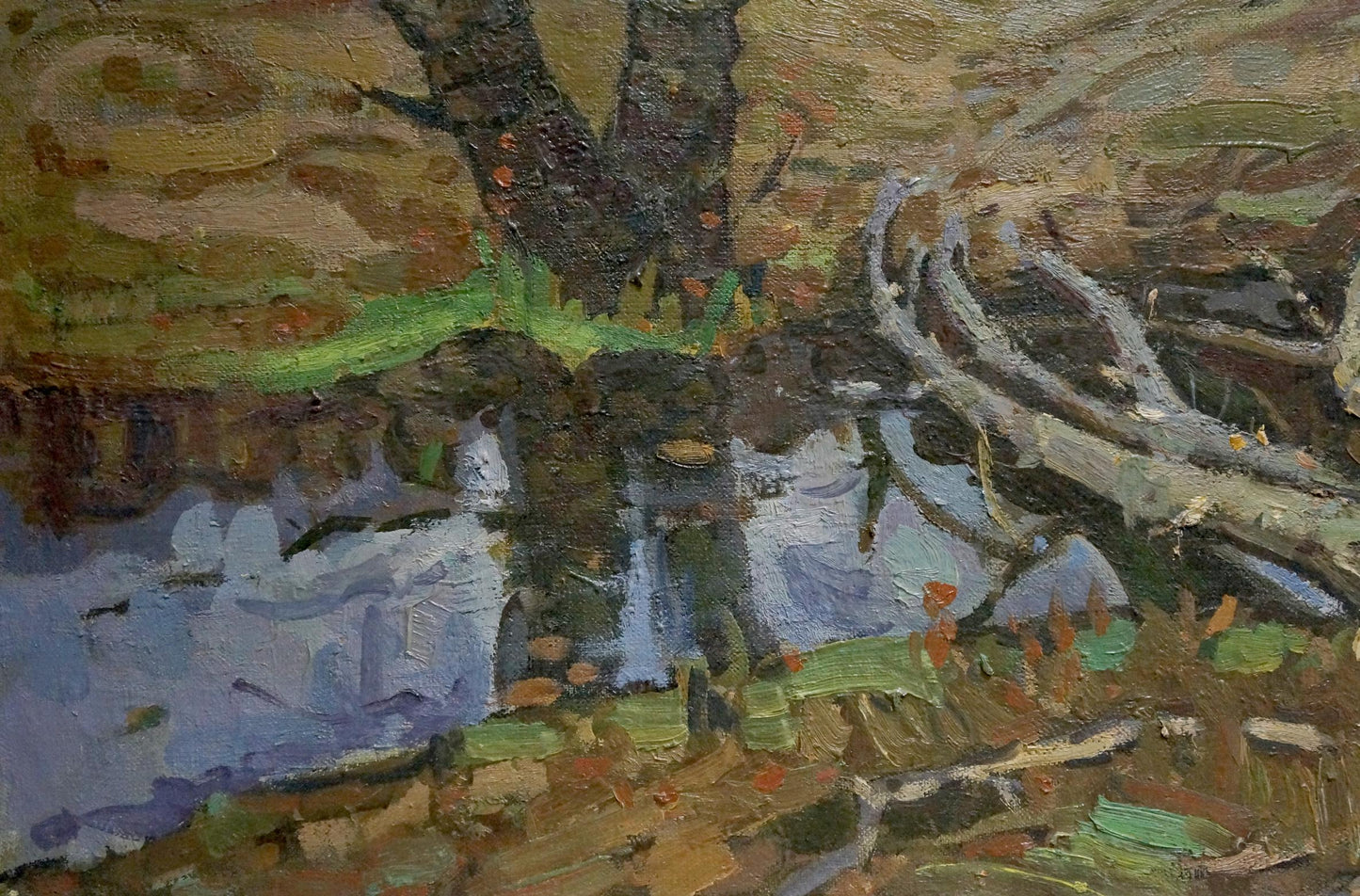 Oil painting Wetland by Ruban Grigory Savelievich, gnarled tree