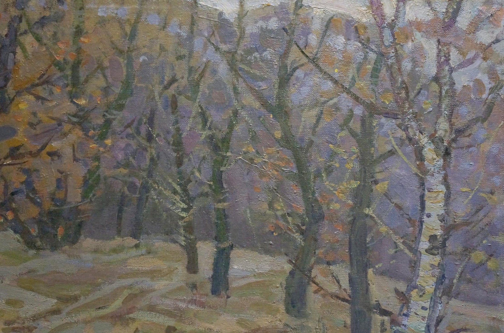 Impressionistic autumn wetland forest oil painting by Ruban Grigory Savelievich