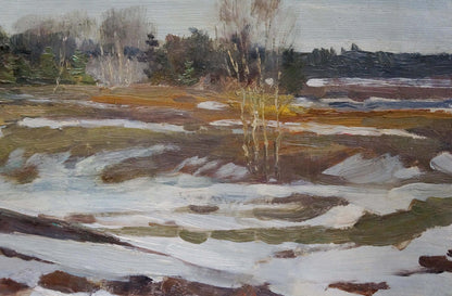 Oil painting of snowy winter landscape by Chernyshevsky Petr Akimovich