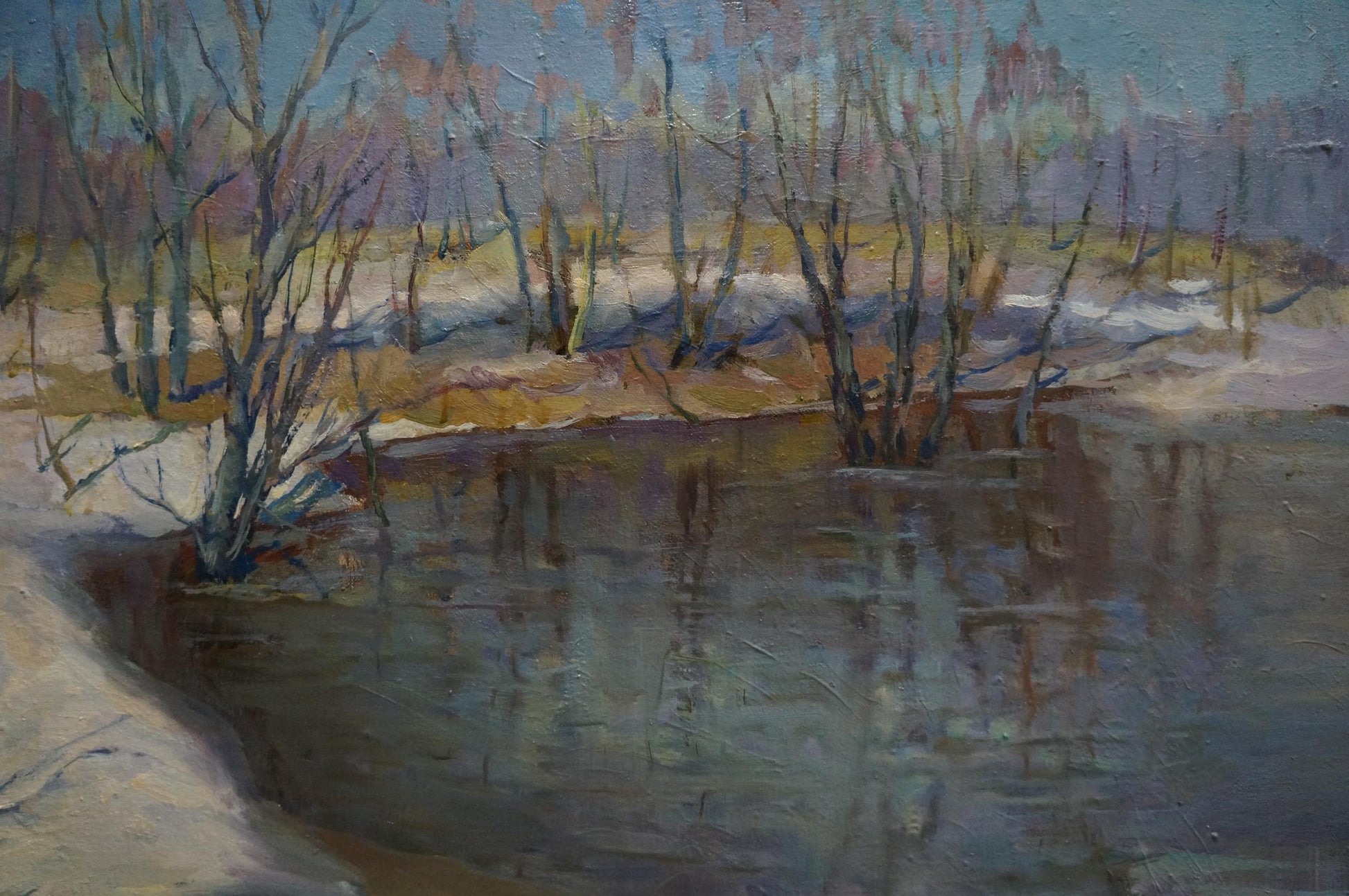 Serene winter landscape oil painting Winter is leaving by Matvey Kogan-Shats