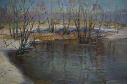 Serene winter landscape oil painting Winter is leaving by Matvey Kogan-Shats