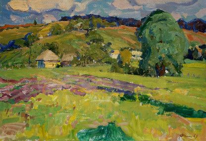 Vibrant impressionist oil painting Quiet village life by Anatoly Fomin