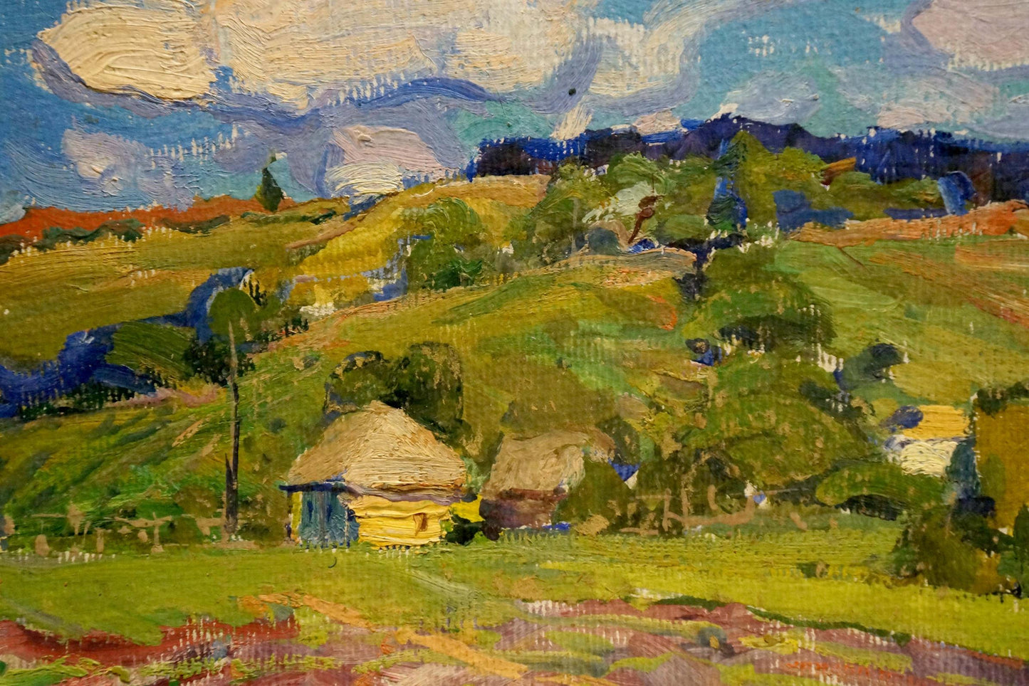 Vibrant impressionistic oil painting Quiet village life by Anatoly Fomin