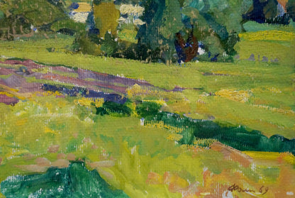 Vibrant impressionist oil painting Quiet village life by Anatoly Fomin