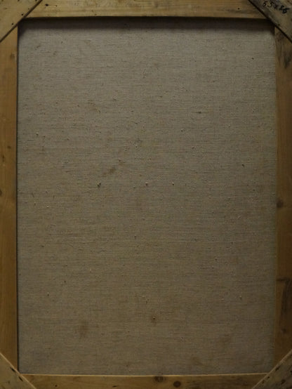 Back of Oil painting The tenderness of a female figure Maria Titarenko on beige canvas frame