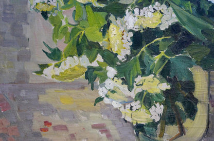 Vibrant oil painting of blooming viburnum by Volkova Nina Pavlovna