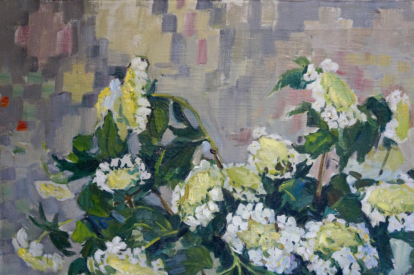 Vibrant oil painting of blooming viburnum by Volkova Nina Pavlovna