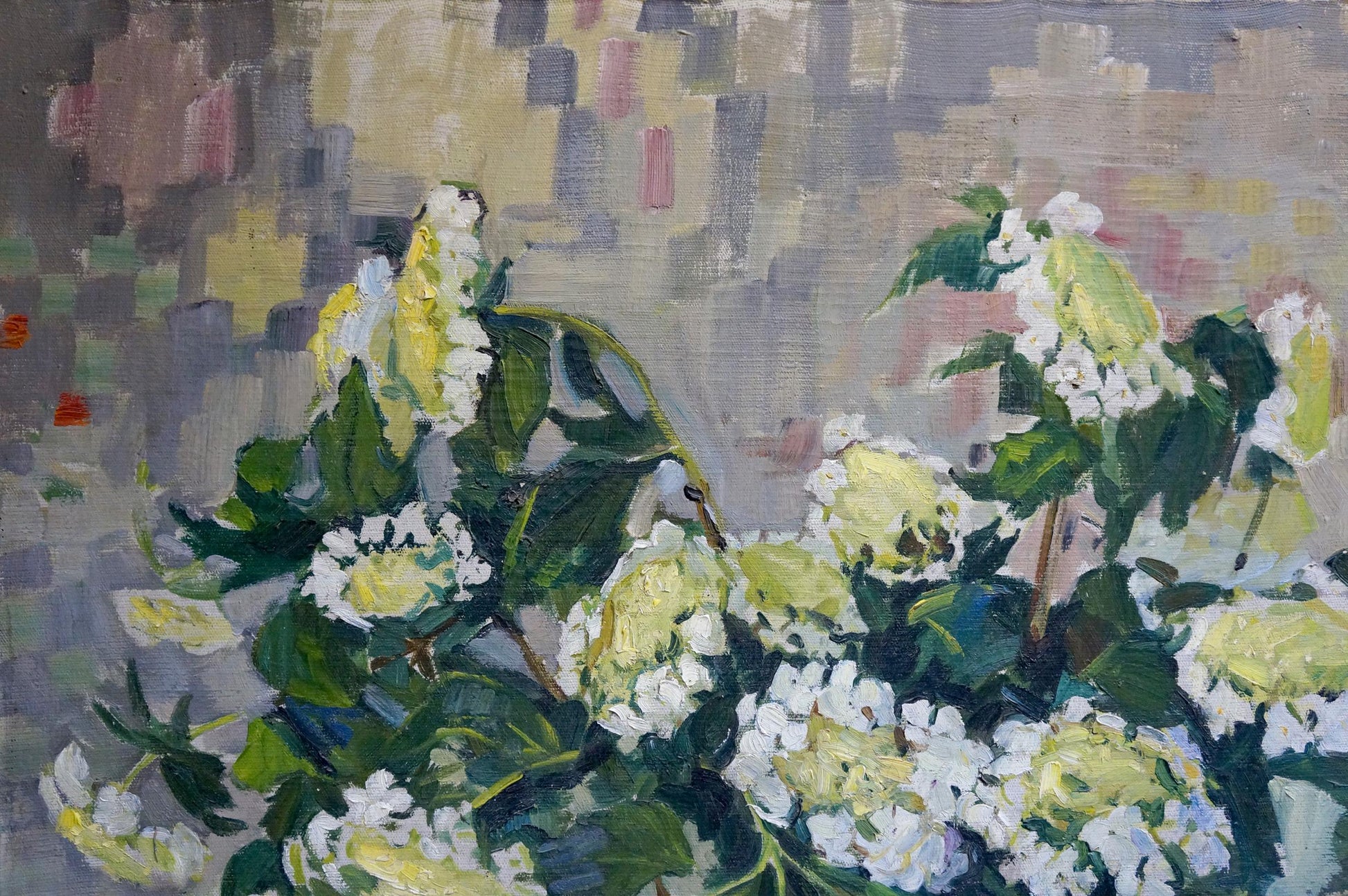 Vibrant oil painting of blooming viburnum by Volkova Nina Pavlovna