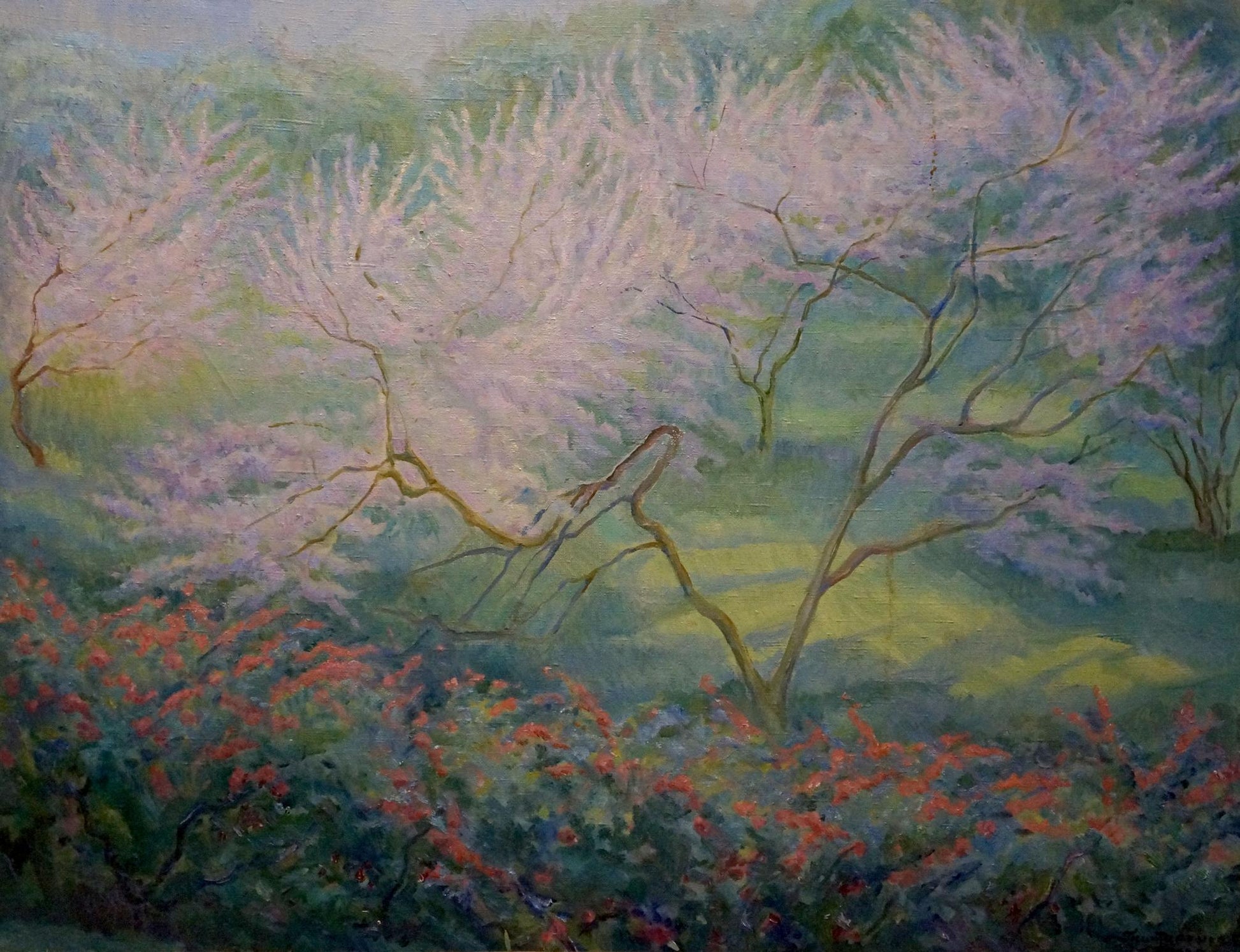 Oil painting of tree blossoms by Titarenko Elvira Ivanovna