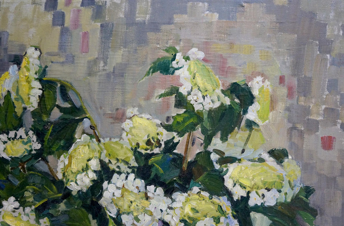 Vibrant oil painting of blooming viburnum by Volkova Nina Pavlovna