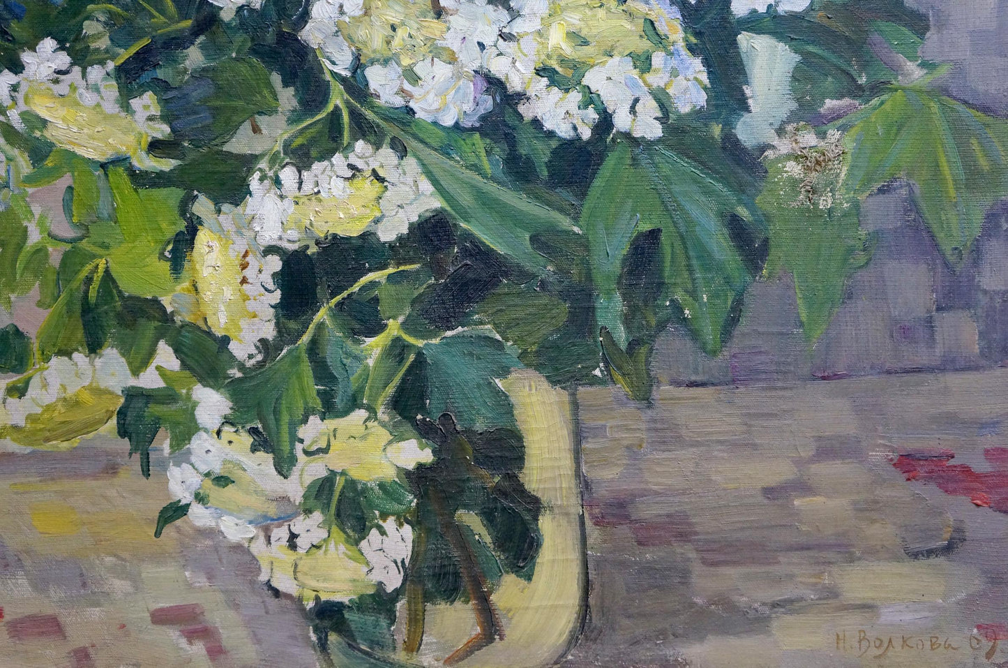 Vibrant viburnum blooming oil painting by Volkova Nina Pavlovna
