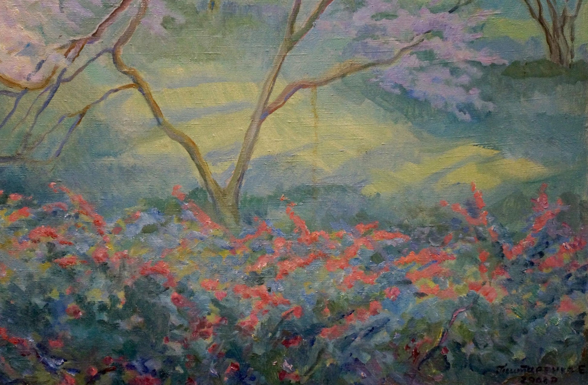 Oil painting of tree blossoms by Titarenko Elvira Ivanovna