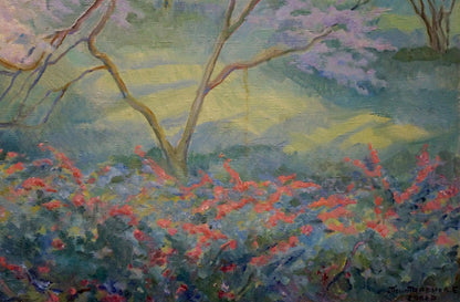 Oil painting of tree blossoms by Titarenko Elvira Ivanovna