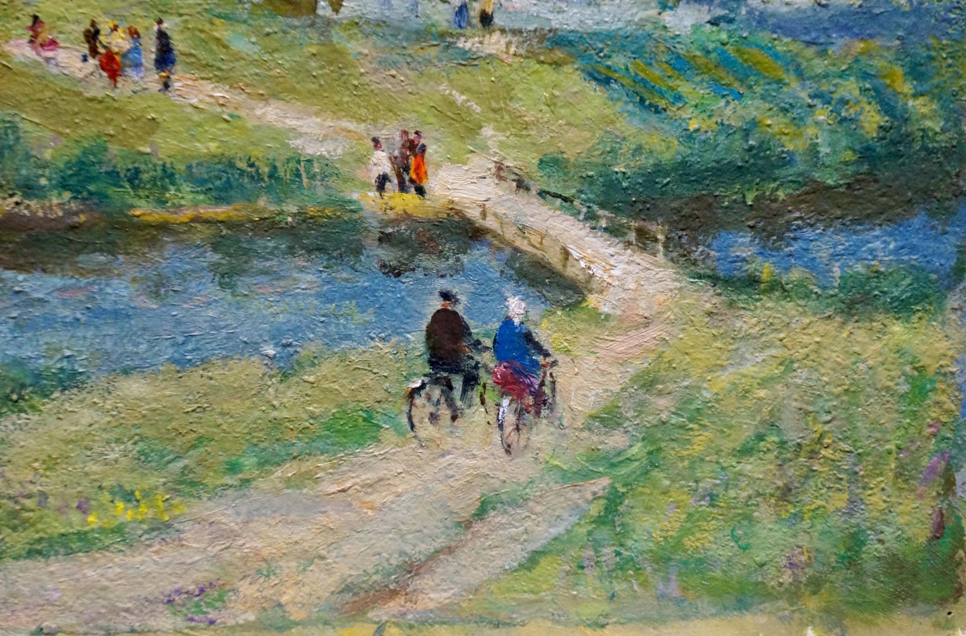 Oil painting by Summer Vasetsky Grigory Stepanovich: cyclists by river