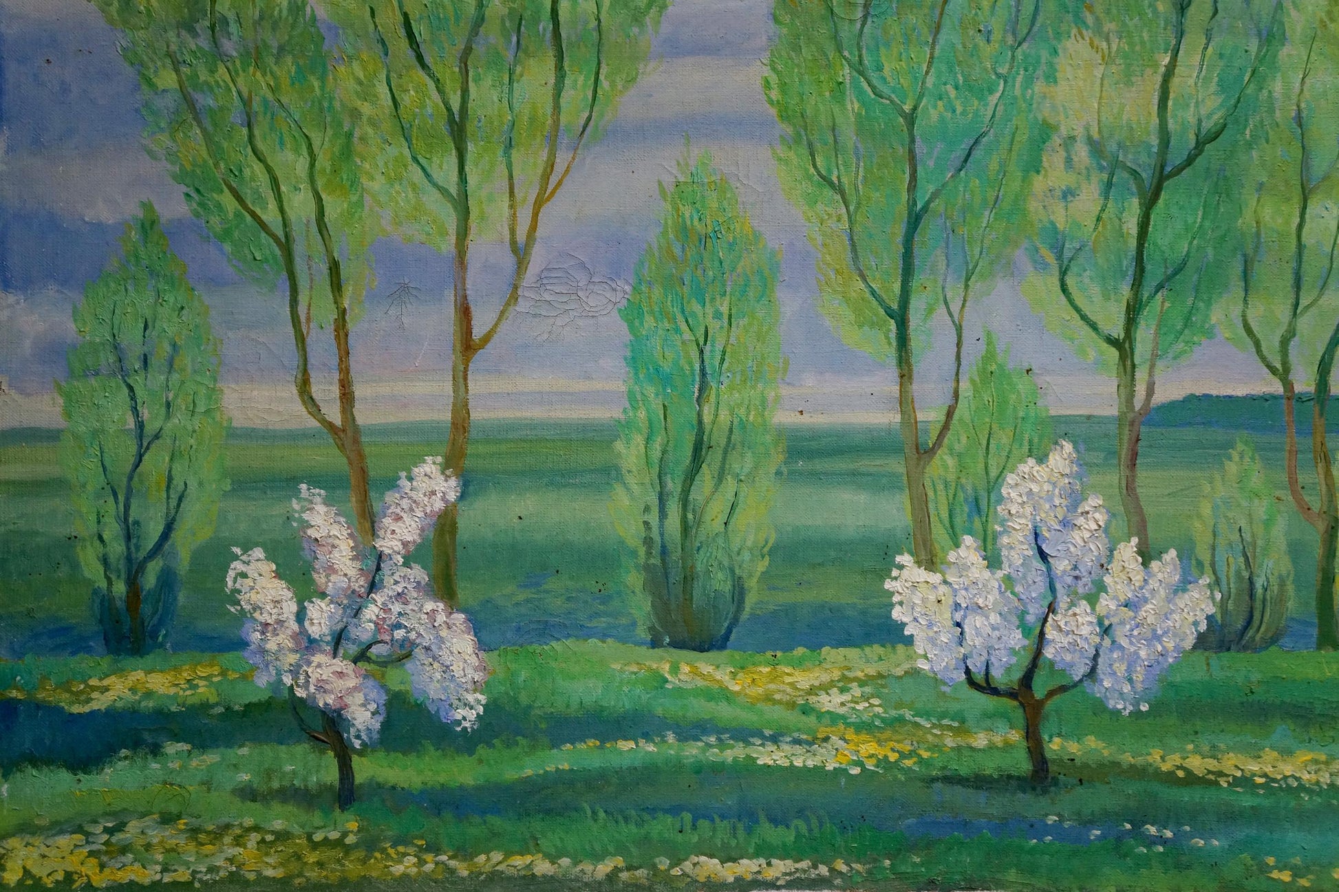 Vibrant impressionist oil painting of spring landscape by Daniil Georgievich Narbut