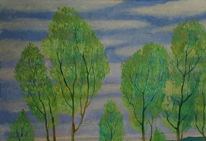 Oil painting of green trees by Daniil Georgievich Narbut