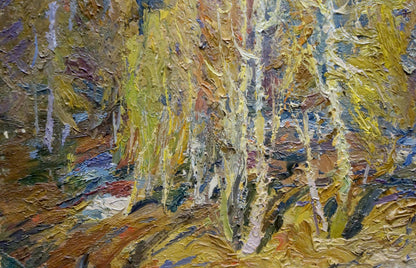 Oil painting Autumn forest by the river by Grigory Ruban
