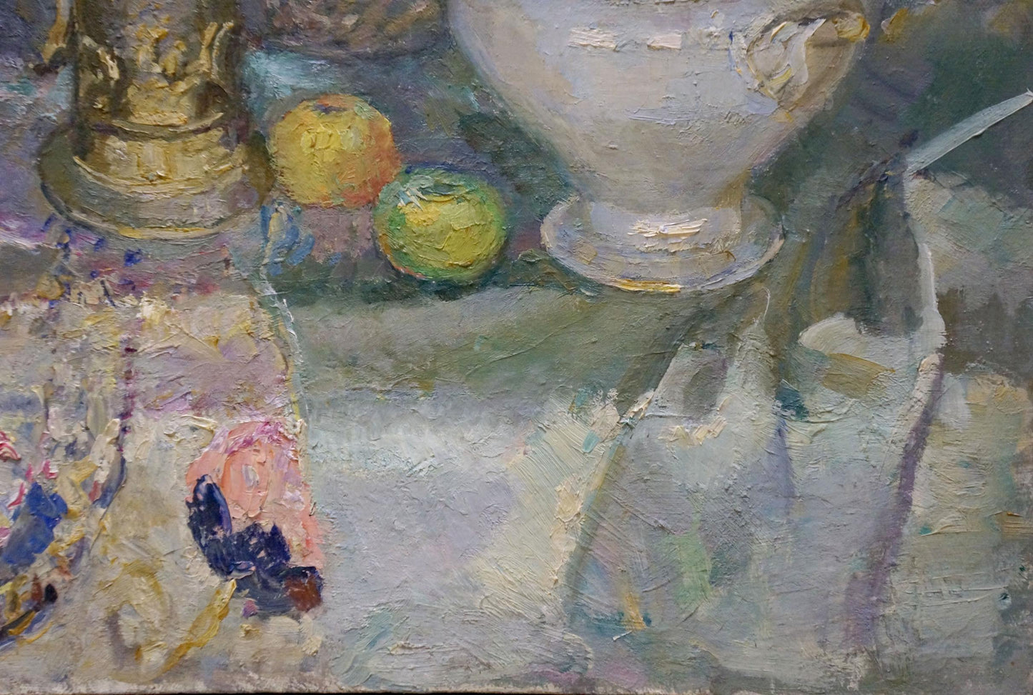 Oil painting of white ceramic vase by Titarenko Maria Anatolyevna