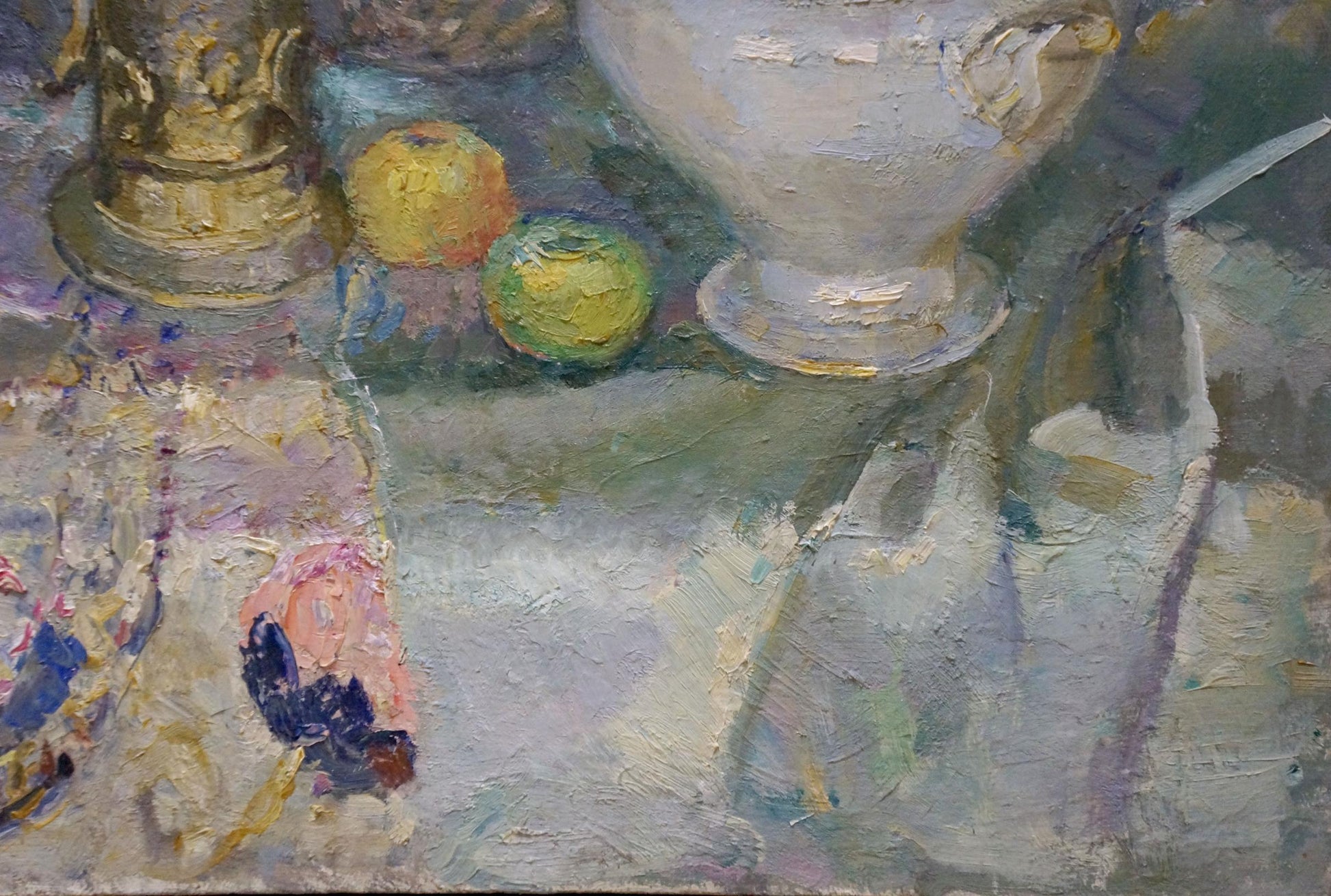 Oil painting of white ceramic vase by Titarenko Maria Anatolyevna