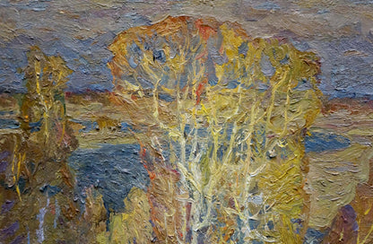Impasto oil painting Autumn forest by the river by Grigory Ruban
