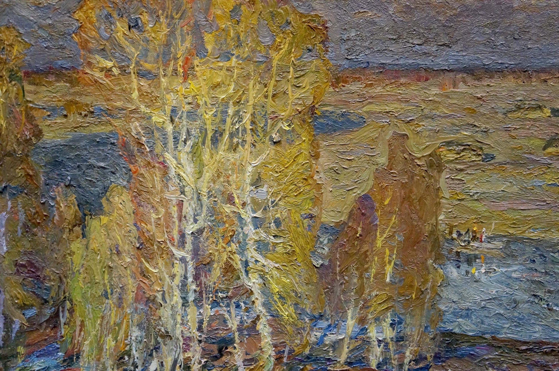 Oil painting Autumn forest by the river by Grigory Ruban