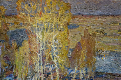 Oil painting Autumn forest by the river by Grigory Ruban