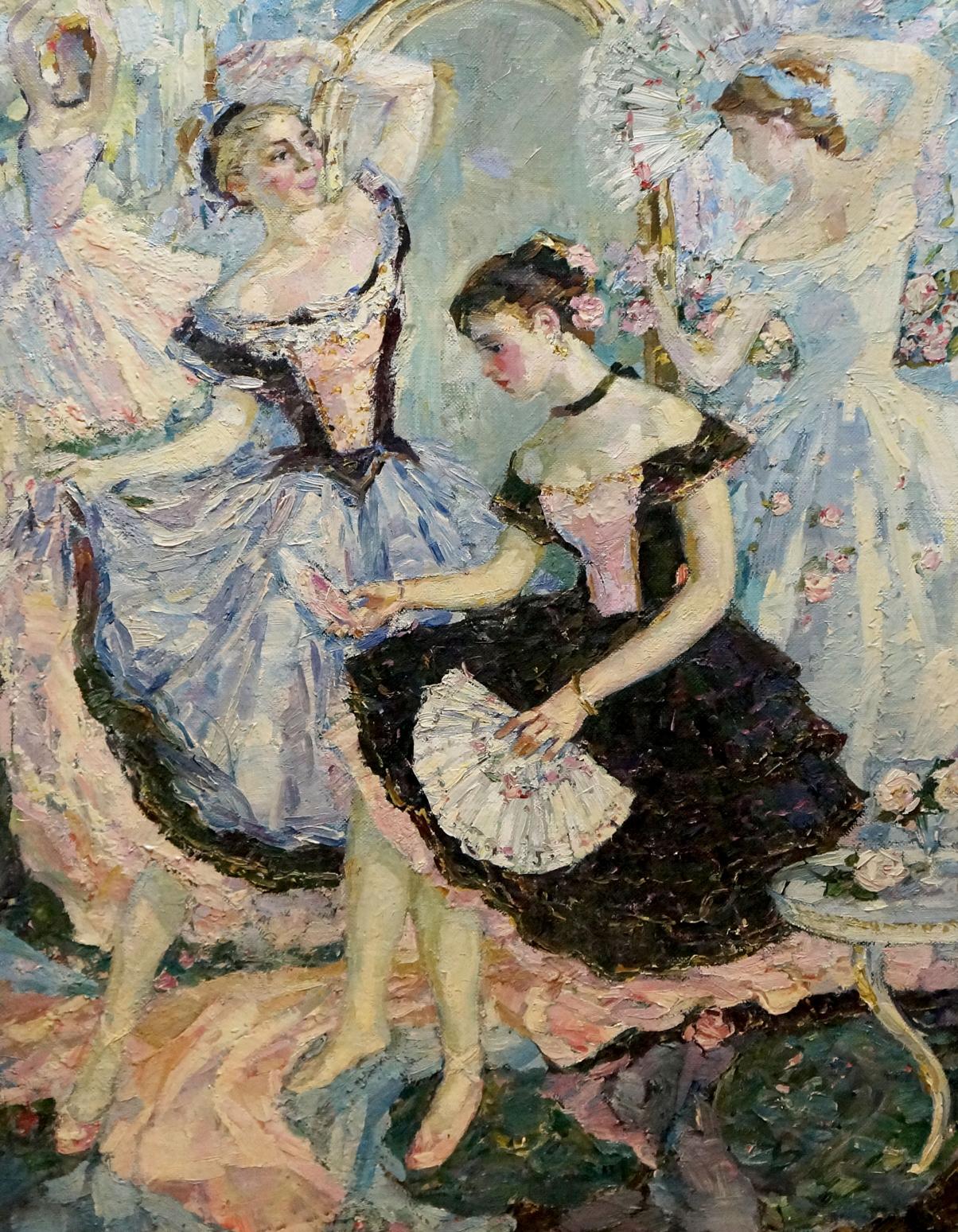Oil painting of three ballerinas by Tytarenko Odarka Anatoliivna