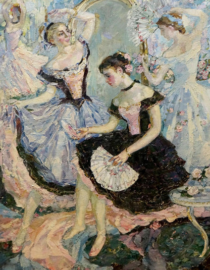 Oil painting of three ballerinas by Tytarenko Odarka Anatoliivna