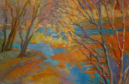 Vibrant impressionist oil painting of autumn landscape by Titarenko Maria Anatolyevna