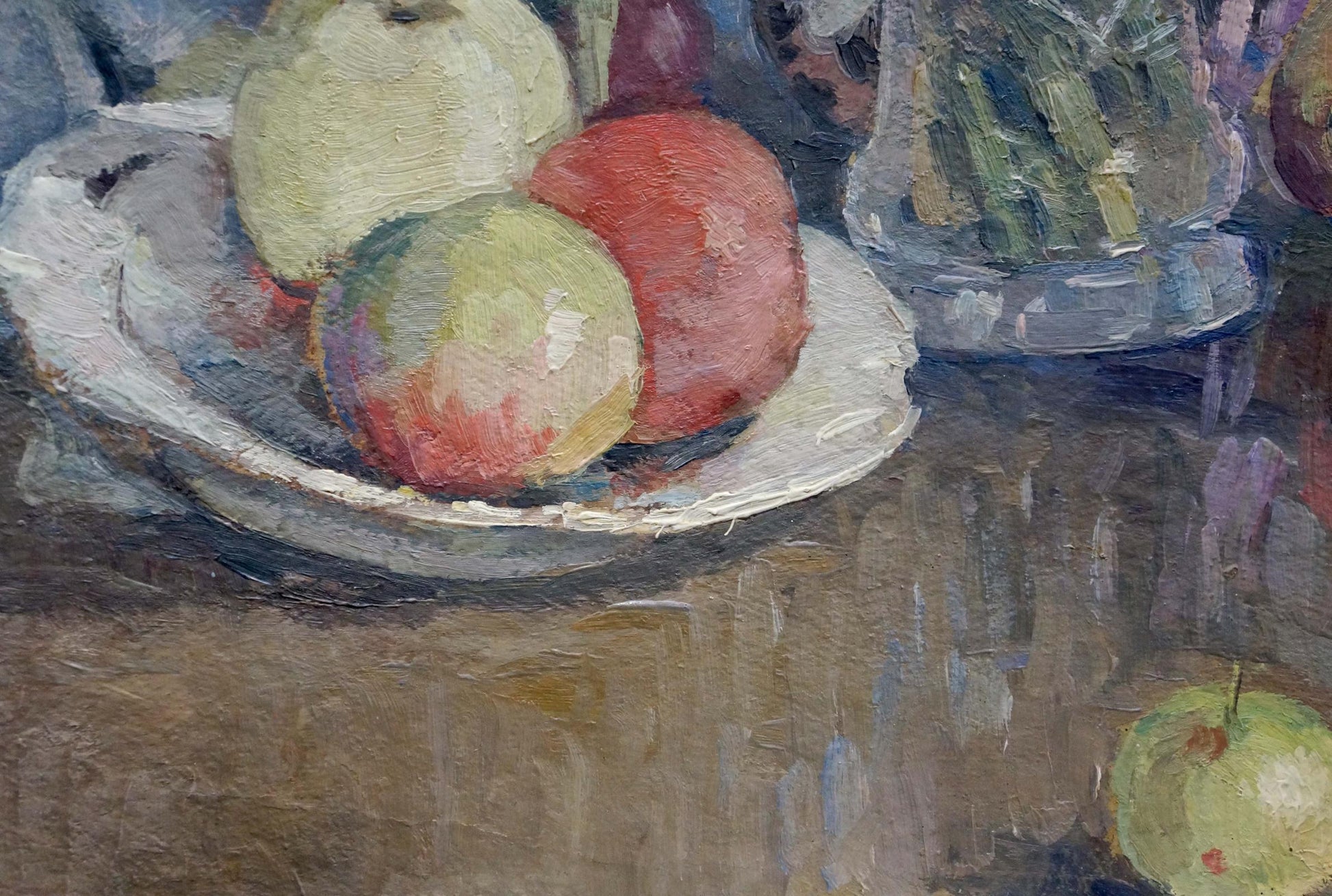 Oil painting by Ruban Grigory Savelievich: white plate with colorful apples