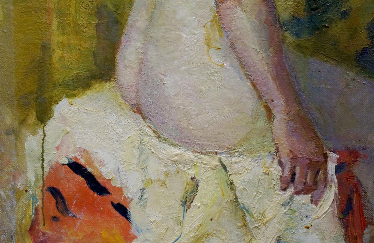Pensive female figure by Maria Titarenko, impressionistic oil painting