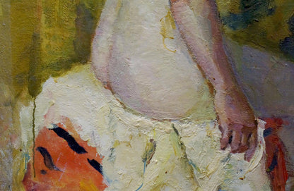 Pensive female figure by Maria Titarenko, impressionistic oil painting