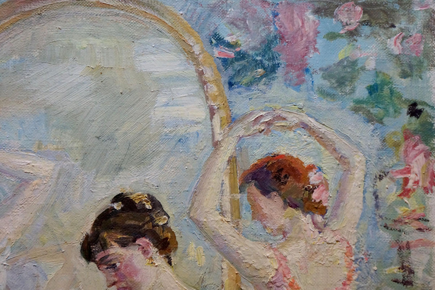 Oil painting Before the Performance by Titarenko Maria Anatolyevna, two women in garden