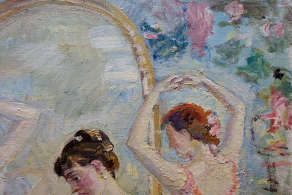 Oil painting Before the Performance by Titarenko Maria Anatolyevna, two women in garden