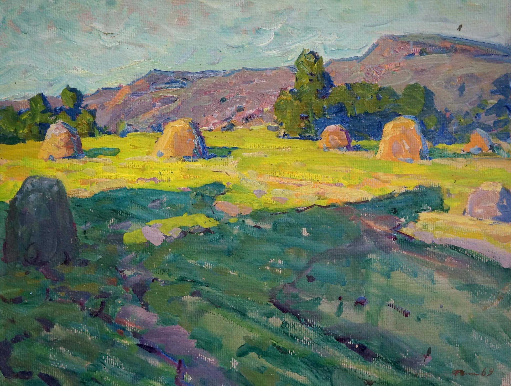 Vibrant impressionist oil painting Morning in the Meadow by Fomin Anatoly Nikiforovich