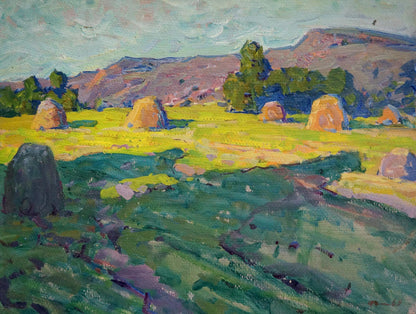Vibrant impressionist oil painting Morning in the Meadow by Fomin Anatoly Nikiforovich