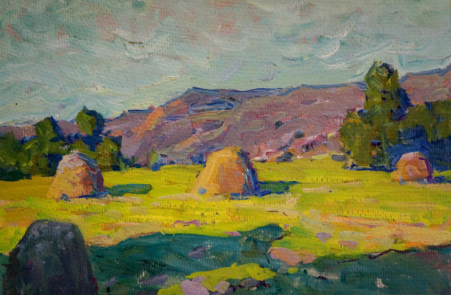 Vibrant impressionist oil painting Morning in the Meadow by Fomin Anatoly Nikiforovich