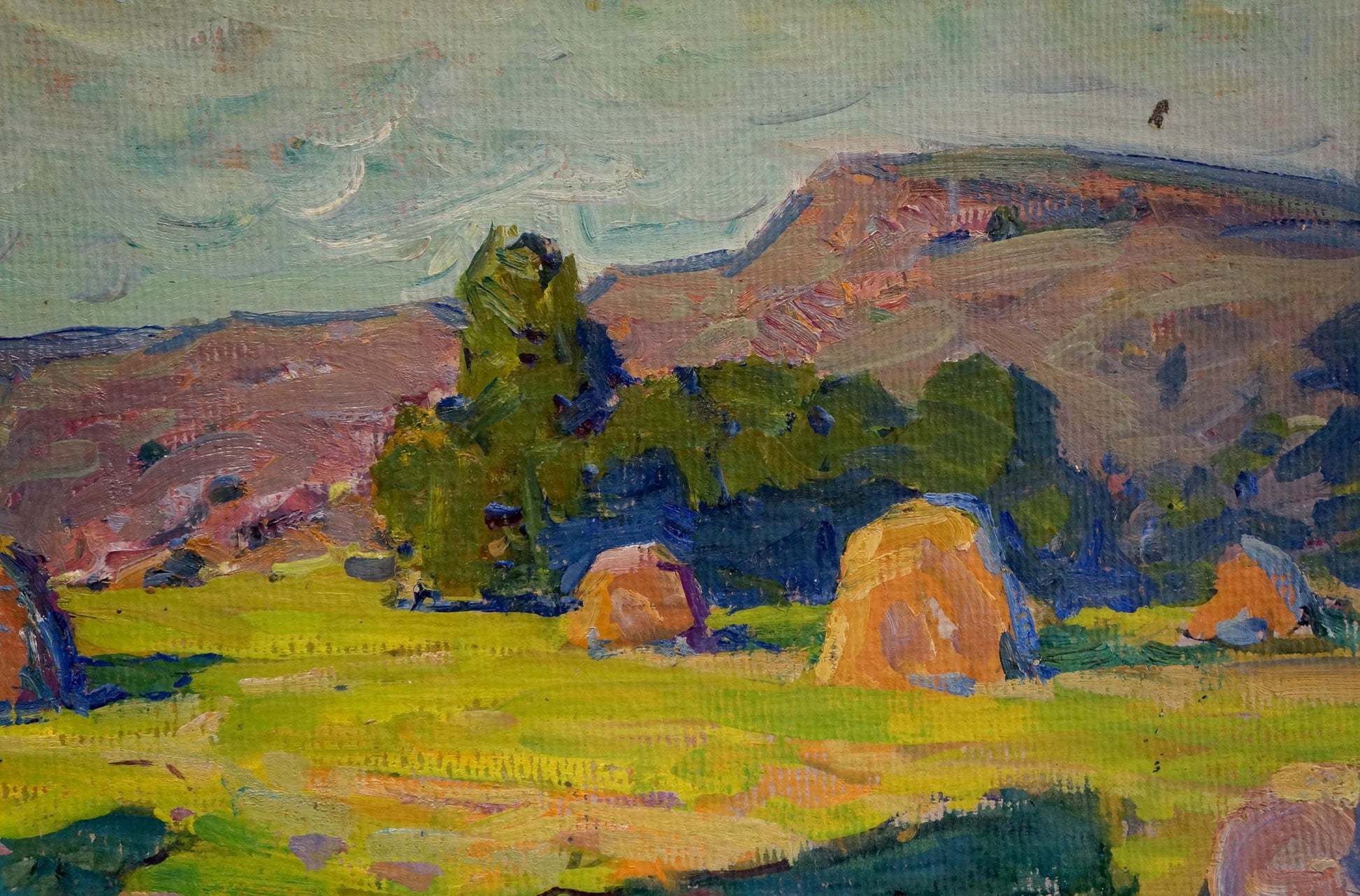 Vibrant impressionist oil painting Morning in the Meadow by Fomin Anatoly Nikiforovich