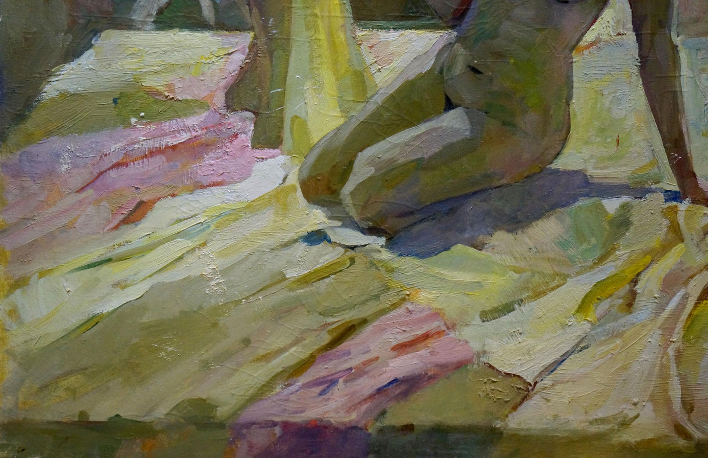Textured impressionistic oil painting of graceful female figure by Maria Titarenko
