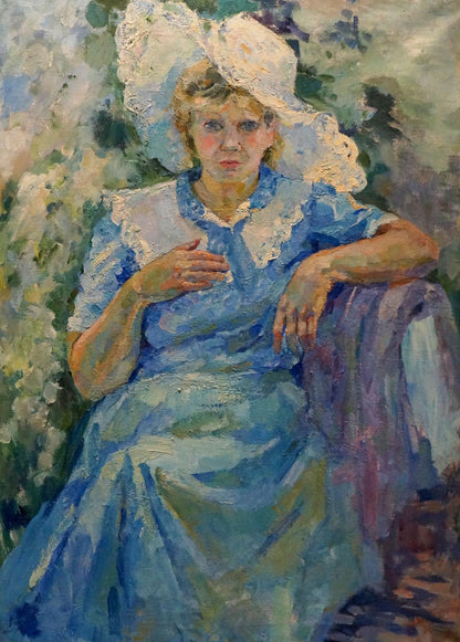 Oil painting of woman in garden by Tytarenko Odarka Anatoliivna